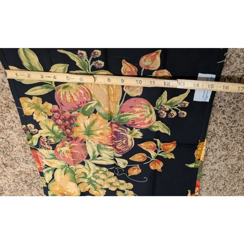 April Cornell Napkins Floral Green Black Cotton Square Lot 15x15